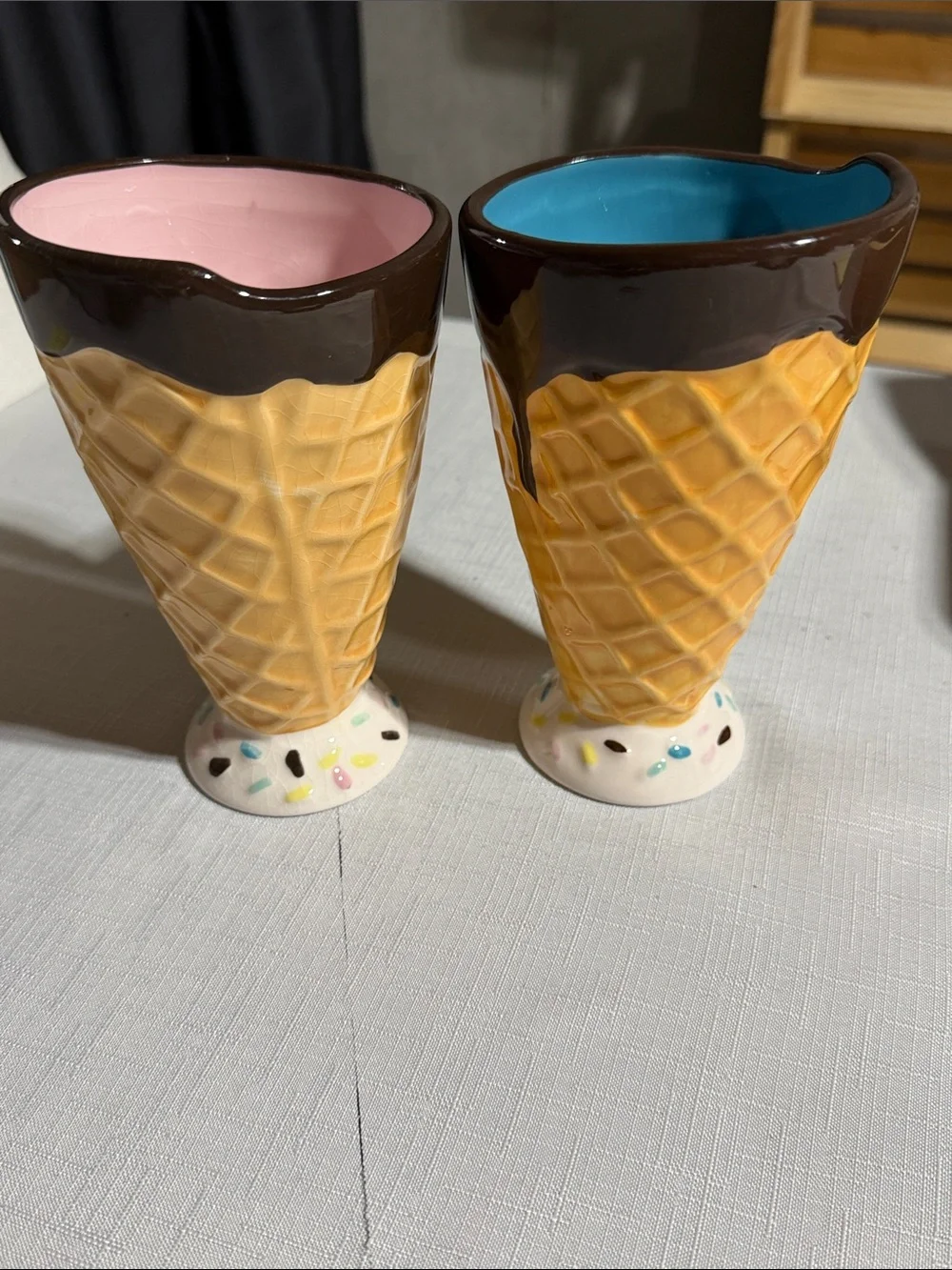 Whimsical Ice Cream Cone Ceramic Vases - Pink & Blue Interiors